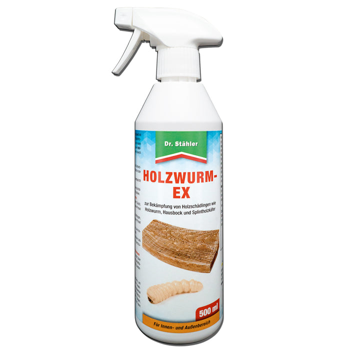 Spray anti-vers à bois efficace : protection fiable contre les parasites du bois tels que les vers à bois, les coléoptères domestiques et les coléoptères de l'aubier.