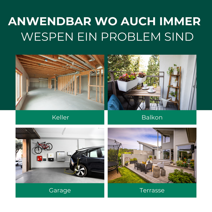 Silberkraft Wespenspray – ideal für den Einsatz in Keller, Balkon, Garage und Terrasse. Effektiver Schutz vor Wespen in verschiedenen Umgebungen.