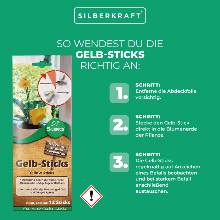 Silence Yellow Sticks: monitoraggio efficace contro mosche bianche, moscerini dei funghi e afidi