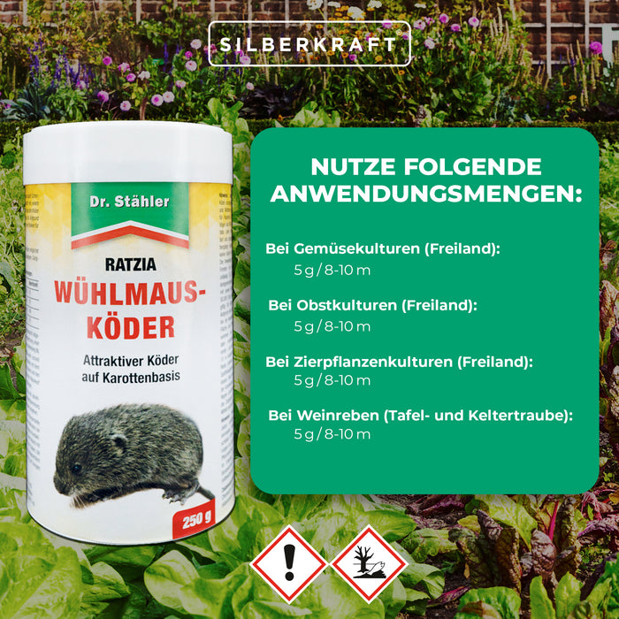 Appât pour campagnols Ratzia : Appât efficace pour campagnols à base de carottes