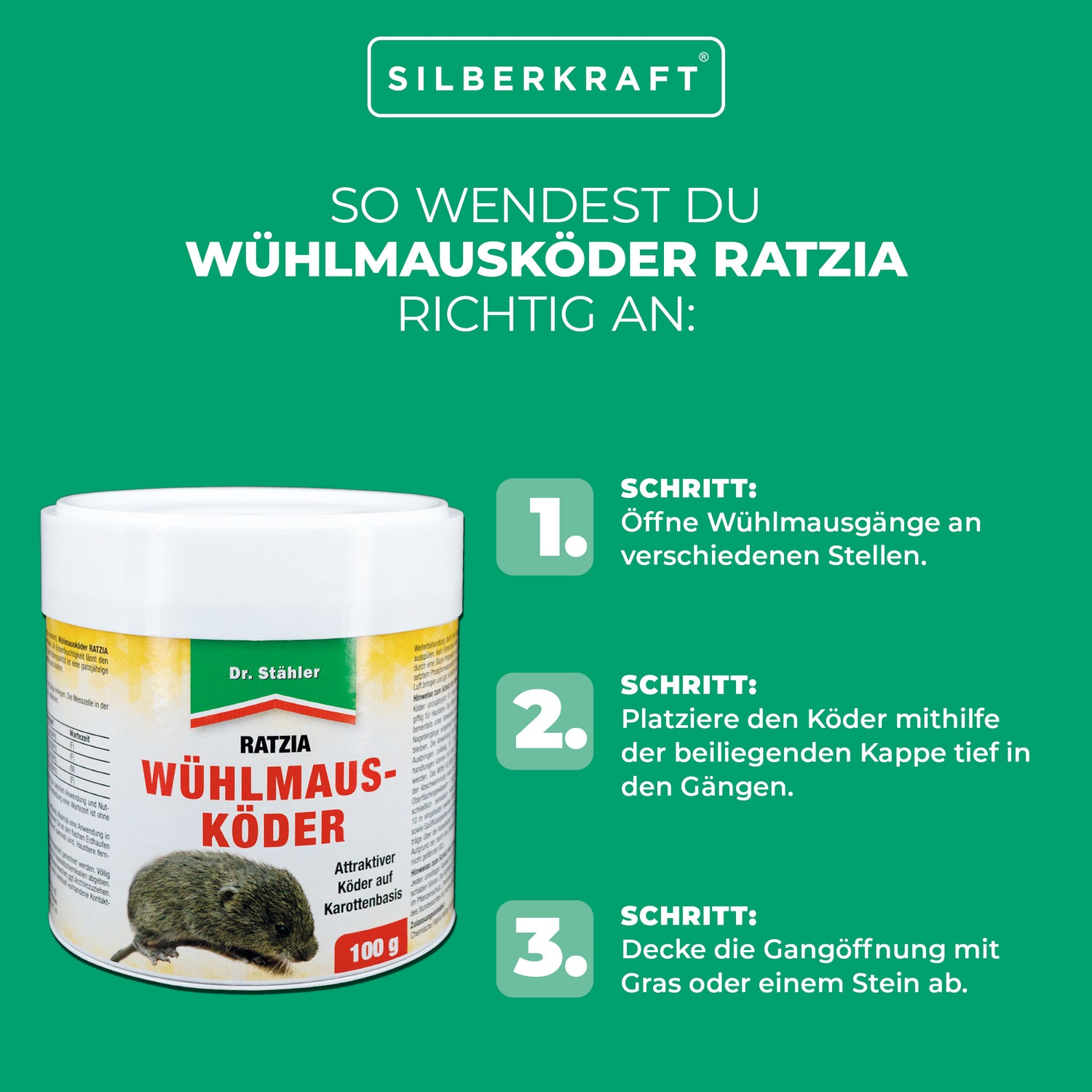 Appât pour campagnols Ratzia : Appât efficace pour campagnols à base de carottes