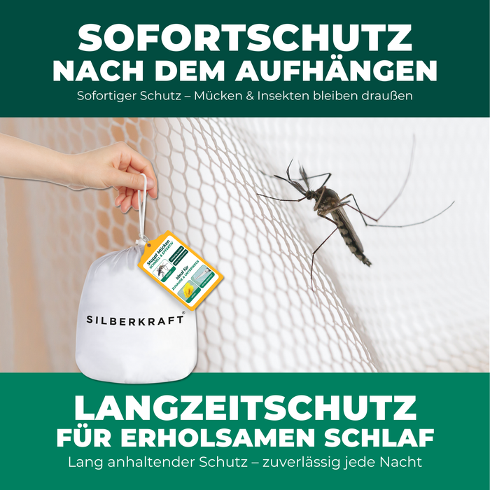 Sofortwirkung und Langzeitwirkung werden durch das Netz gewährleistet. Eine Mücke kann durch das Moskitonetz nicht durchdringen, da die Maschen zu klein sind.