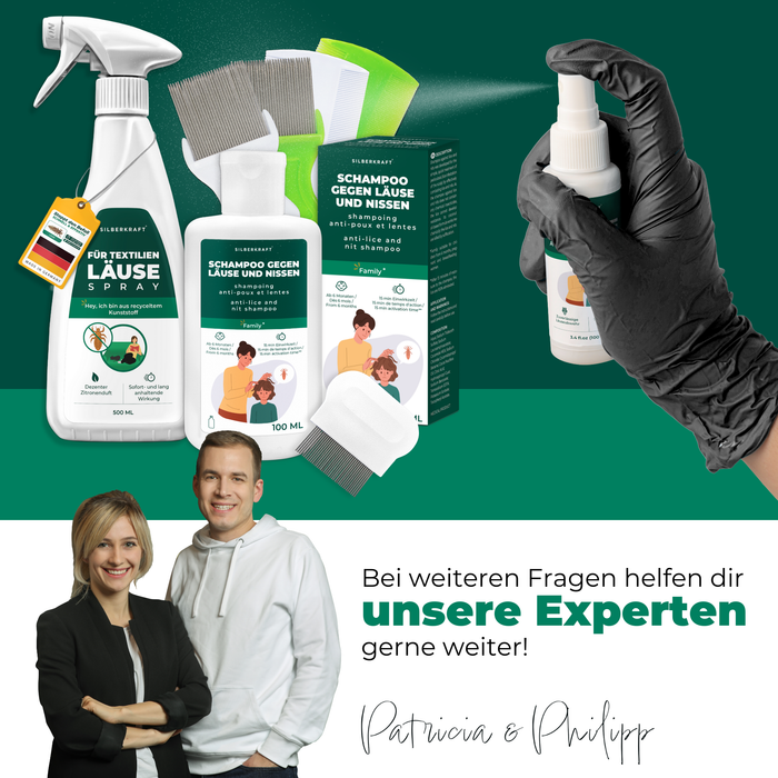 Silberkraft Läuseabwehrspray andere Produkte Läuseshampoo Läusespray Textilien und Läusekamm