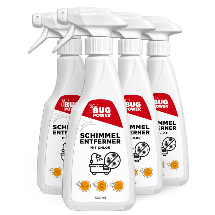 BugPower Schimmel Entferner Spray + Chlor - für Fliesen, Fugen, Wände & Decken Schimmelentferner