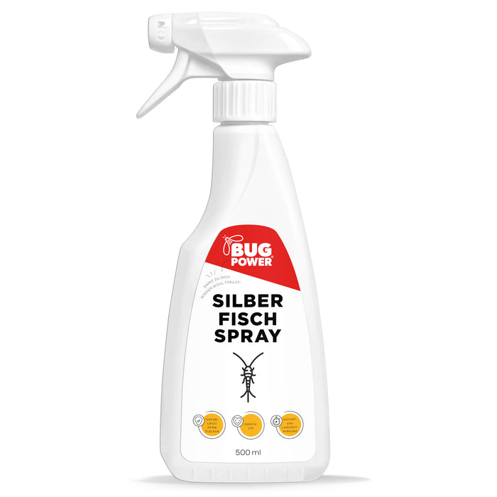 BugPower Silverfish Spray contro pesci carta e pesciolini d'argento - con effetto abbattente