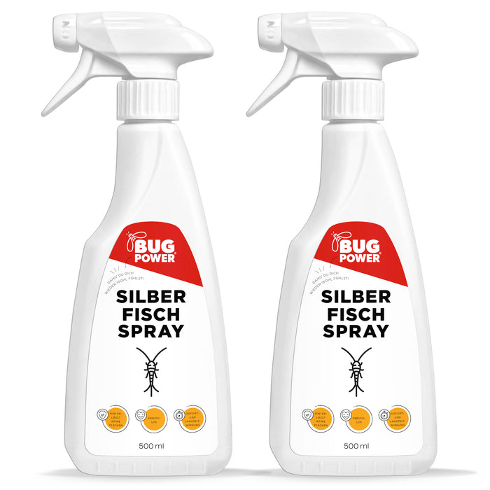 BugPower Silverfish Spray contro pesci carta e pesciolini d'argento - con effetto abbattente