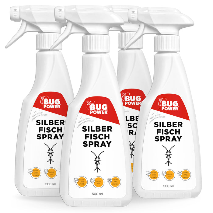 BugPower Silverfish Spray contro pesci carta e pesciolini d'argento - con effetto abbattente
