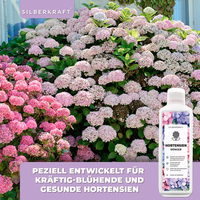 Hortensien Dünger - Mineralischer NPK Flüssigdünger mit Stickstoff - Dünger für Hortensien - Hydrangea macrophylla Dünger