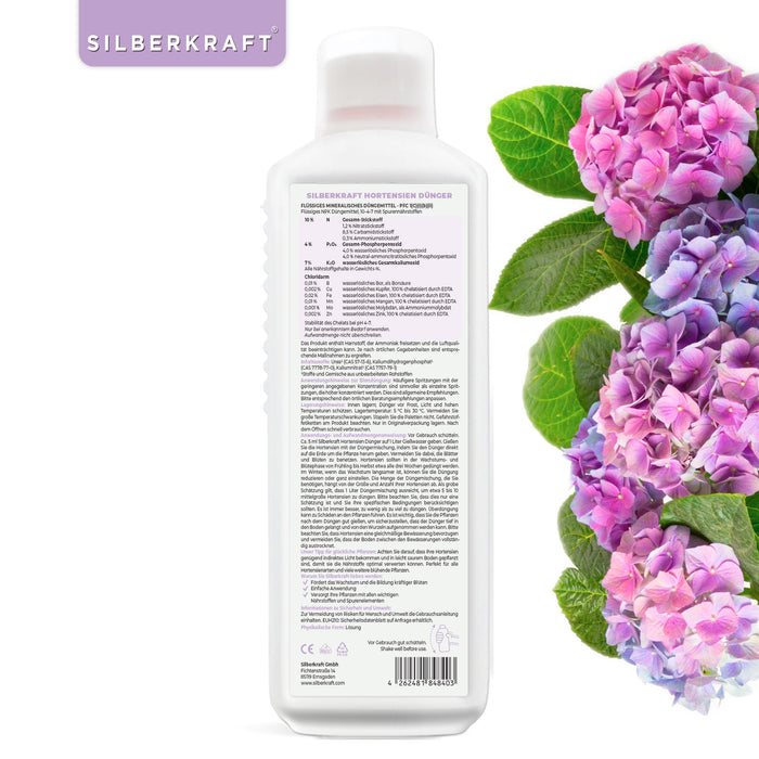 Hortensien Dünger - Mineralischer NPK Flüssigdünger mit Stickstoff - Dünger für Hortensien - Hydrangea macrophylla Dünger