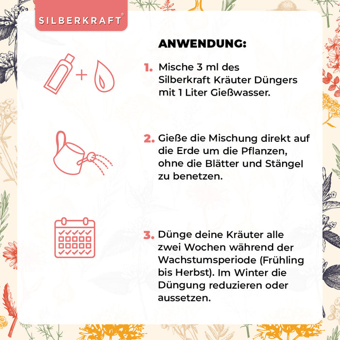 Kräuter Dünger - Mineralischer NPK Flüssigdünger mit Stickstoff - Dünger für Kräuter wie Basilikum, Rosmarin, Petersilie, Schnittlauch, Minze ,Salbei, Thymian und Liebstöckel