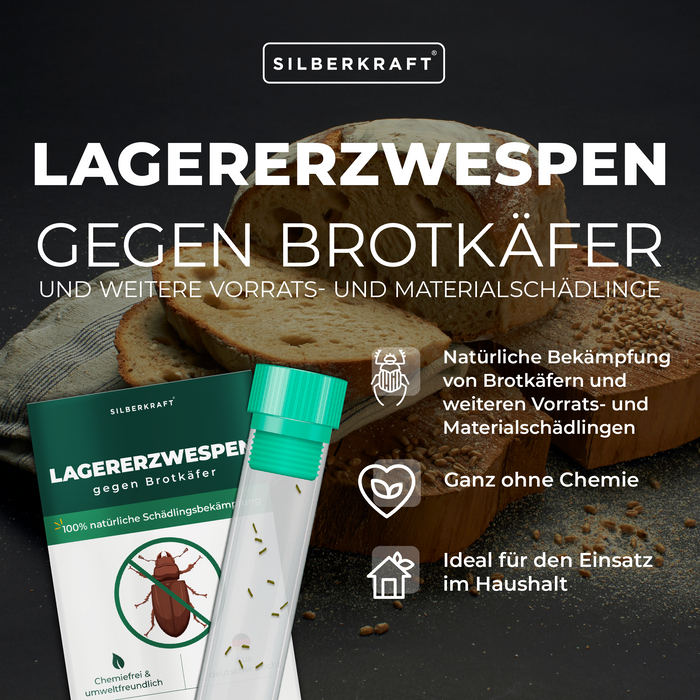 Lagererzwespen gegen Brotkäfer, Tabakkäfer, Kugelkäfer, Messingkäfer