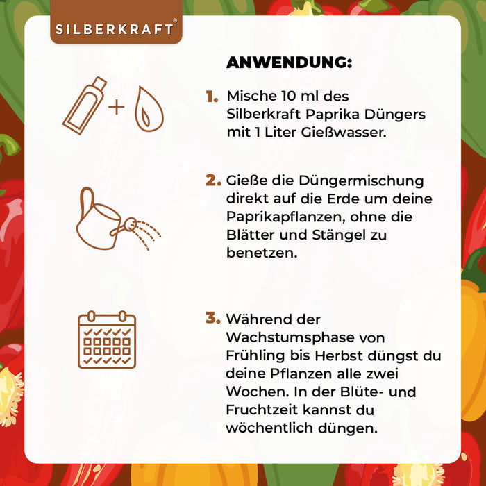 Paprika Dünger - Mineralischer NPK Flüssigdünger mit Stickstoff - Dünger für Paprika - Tomatendünger