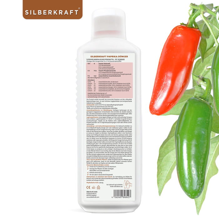 Paprika Dünger - Mineralischer NPK Flüssigdünger mit Stickstoff - Dünger für Paprika - Tomatendünger