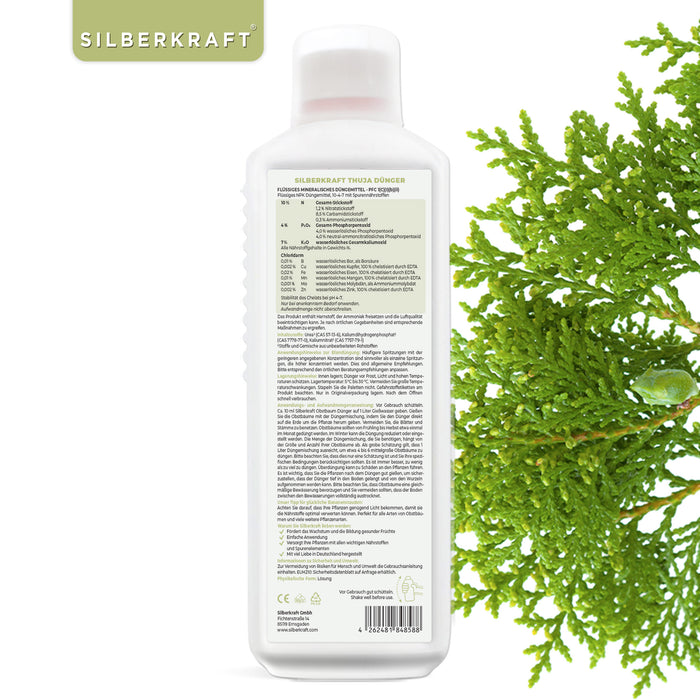 Thuja Dünger - Mineralischer NPK Flüssigdünger mit Stickstoff - Dünger für Thuja-Hecken - Koniferen Dünger