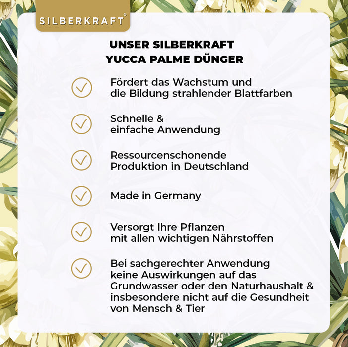 Yucca Dünger - Mineralischer NPK Flüssigdünger mit Stickstoff - Dünger für Yucca Palmen - Palmlilie düngen -  Yucca Rostrata Dünger