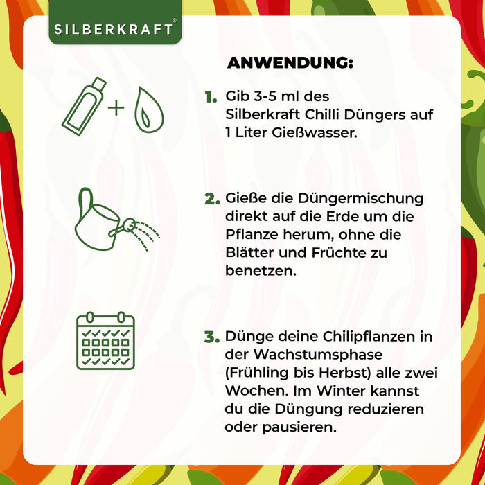 Chili Dünger - Mineralischer NPK Flüssigdünger mit Stickstoff - Dünger für Chilipflanzen - Peperoncini Dünger - Paprika Dünger