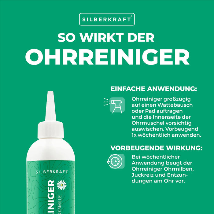 Detergente per orecchie con estratto di camomilla per cani e gatti