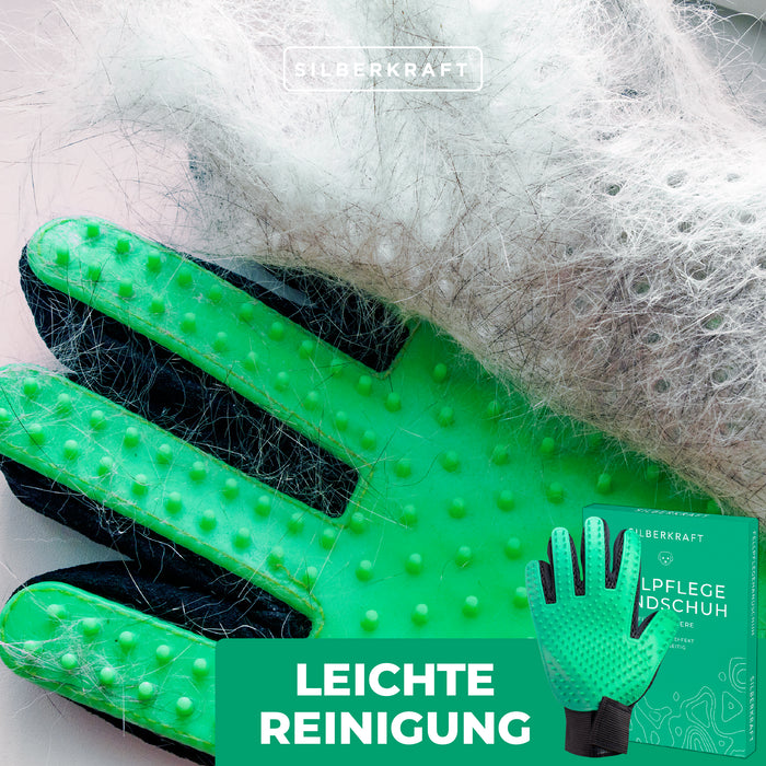 Fellpflegehandschuh für Hund, Katze, Pferd; Kaninchen und anderen Haustieren - Schonende Pflege dank 256 Noppen - Massageeffekt - Einheitsgröße - Egal ob Lang oder Kurzhaar