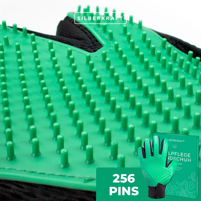 Fellpflegehandschuh für Hund, Katze, Pferd; Kaninchen und anderen Haustieren - Schonende Pflege dank 256 Noppen - Massageeffekt - Einheitsgröße - Egal ob Lang oder Kurzhaar