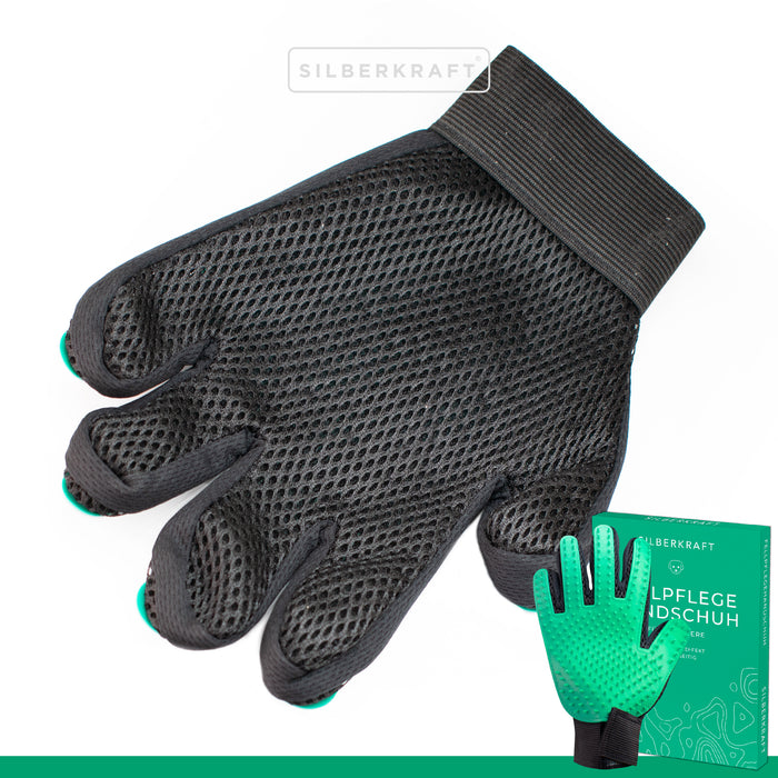 Fellpflegehandschuh für Hund, Katze, Pferd; Kaninchen und anderen Haustieren - Schonende Pflege dank 256 Noppen - Massageeffekt - Einheitsgröße - Egal ob Lang oder Kurzhaar