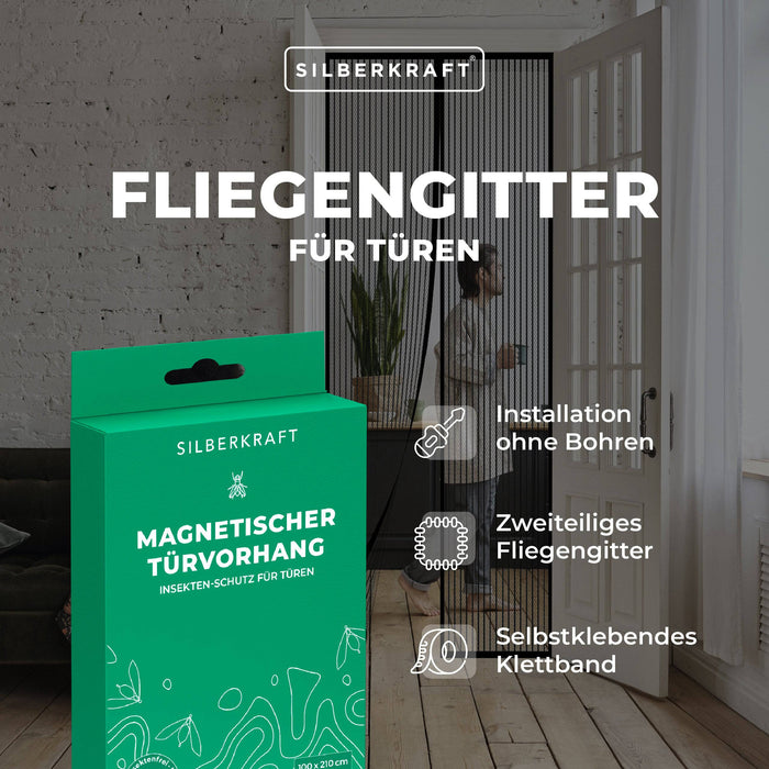 Moustiquaire pour portes - 100 x 210 cm - sans perçage