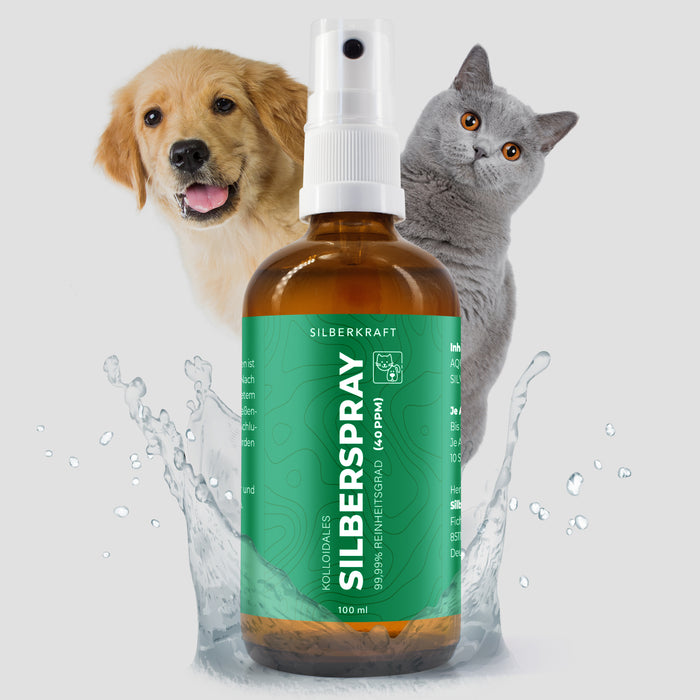 Kolloidales Silberspray 100 ml - Spray zur Wundheilung - Hautpflege bei Ungezieferbefall, Juckreiz, Infektionen, Entzündungen - für Hunde, Katzen, Nagetiere und andere Haustiere