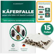 15xSilberkraft Käferfalle mit Spezial-Lockstoff – Klebefalle gegen Käfer, biozidfrei, insektizidfrei und sofort einsatzbereit
