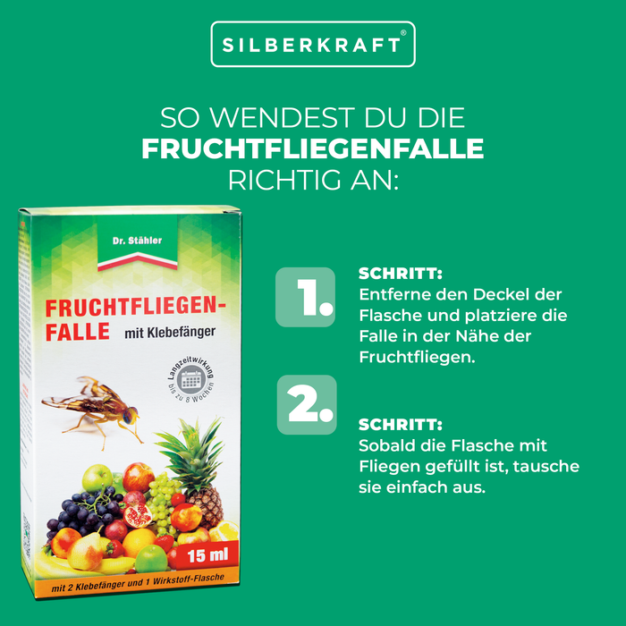 Fruchtfliegenfalle mit Klebefänger - Lockstoffwirkung