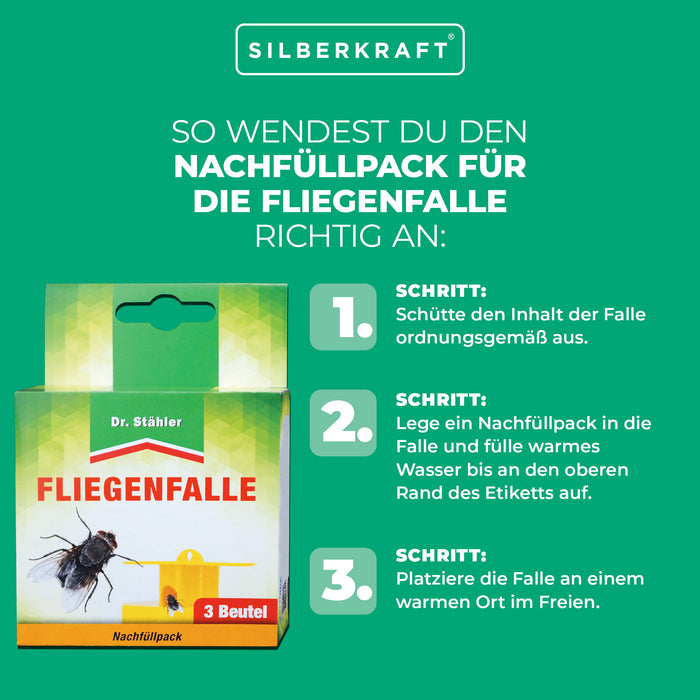 Fliegen-Köderfalle für den Außenbereich - 3er Nachfüllpack für langanhaltende Schädlingskontrolle