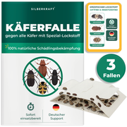 Silberkraft 3xKäferfalle mit Spezial-Lockstoff – Klebefalle gegen Käfer, biozidfrei, insektizidfrei und sofort einsatzbereit