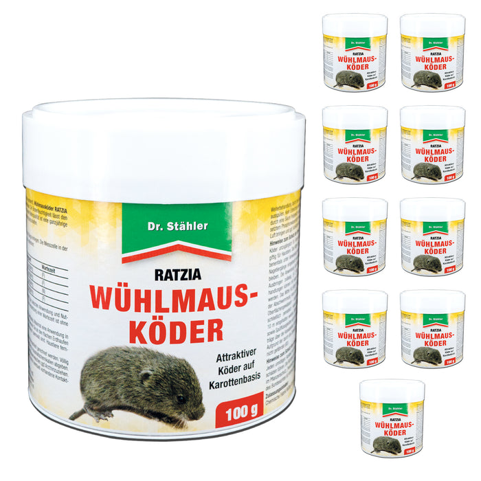 Wühlmausköder Ratzia: Effektiver Wühlmausköder auf Karottenbasis
