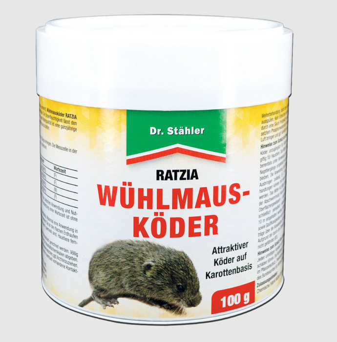 Wühlmausköder Ratzia: Effektiver Wühlmausköder auf Karottenbasis