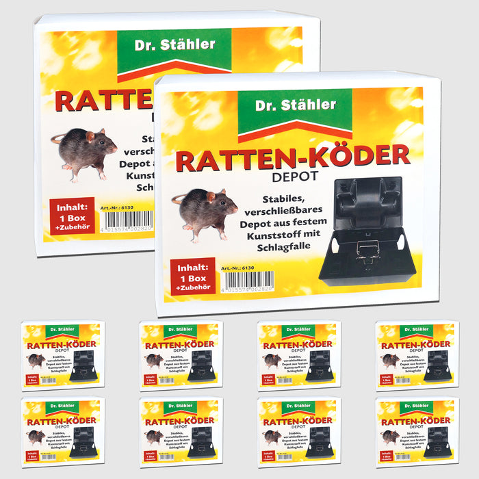 Rattenköder-Depot mit Schlagfalle