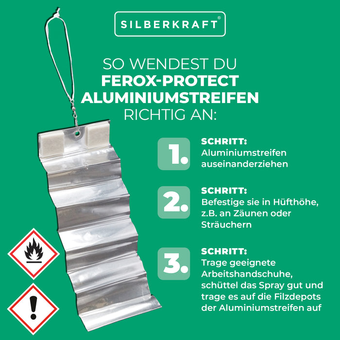 Strisce di alluminio Ferox-Protect con depositi di feltro - come materiale di supporto per lo spray repellente per cinghiali