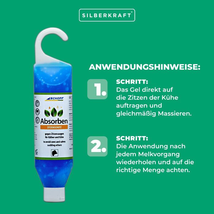 Absorben: Euterpflege-Gel gegen Zitzensaugen für Kälber und Kühe
