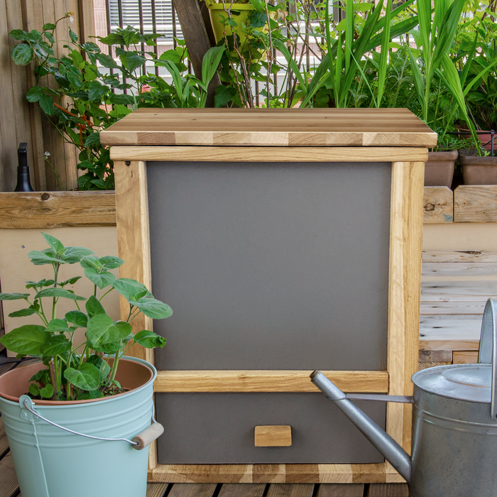 Boîte à vers élégante - lombricomposteur pour l'extérieur et l'intérieur - boîte à vers pour le balcon en kit complet avec 500 vers de compost