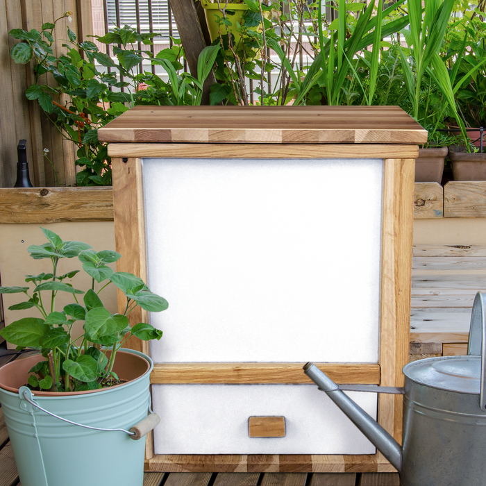 Boîte à vers élégante - lombricomposteur pour l'extérieur et l'intérieur - boîte à vers pour le balcon en kit complet avec 500 vers de compost