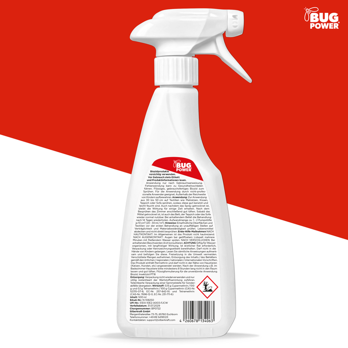 BugPower Bettwanzen Spray - effektiv gegen Bettwanzen und deren Larven