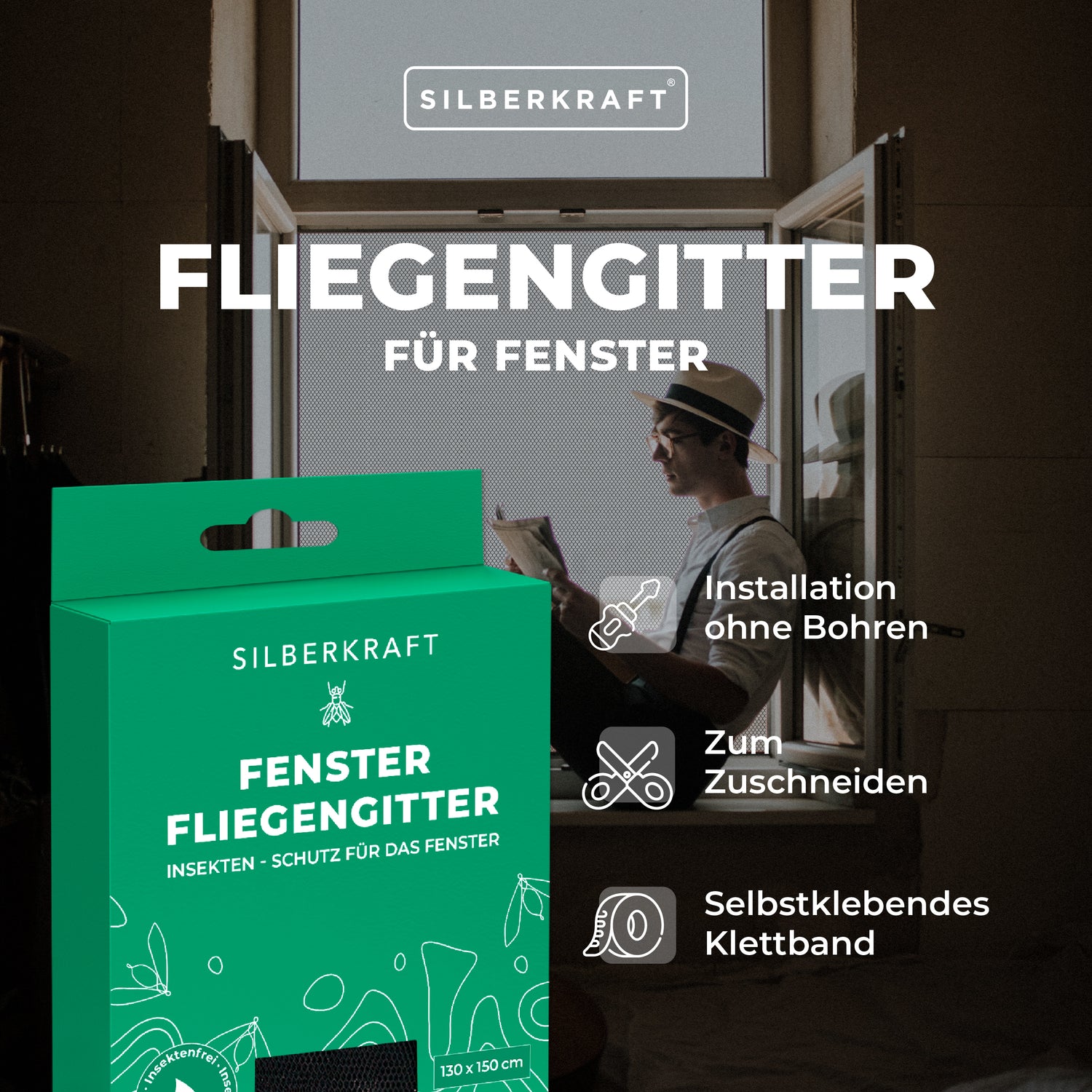 1 Set Anti-Mücken-Fenstergitter, Selbstklebendes Fenstergitter