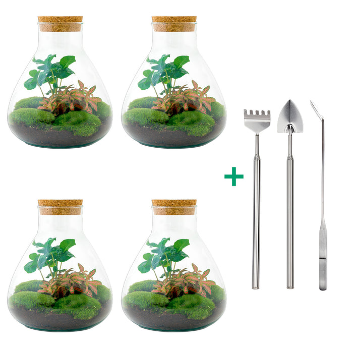 Jardin de bouteilles - Sammie Coffea - ↕ 26 cm - Râteau + Pelle + Pince à épiler