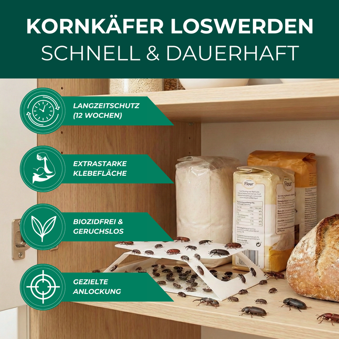 Biozidfreie Kornkäferfalle mit Langzeitschutz, geruchslos und sofort einsatzbereit gegen Vorratsschädlinge