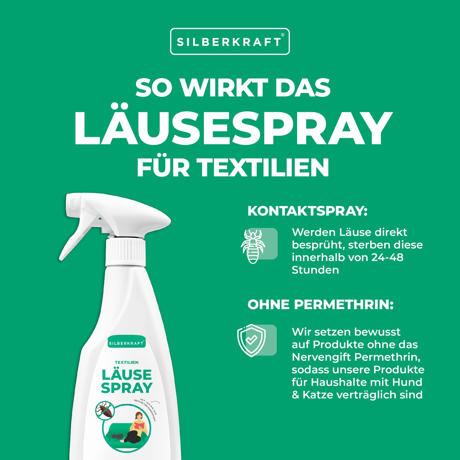 Spray anti-poux pour textiles - combattez les poux avec SILBERKRAFT —  Silberkraft
