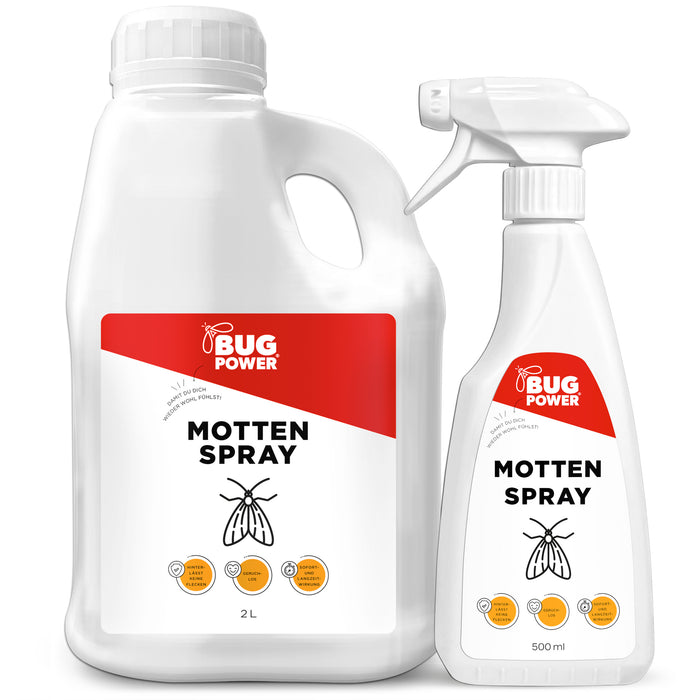 BugPower Mottenspray gegen Kleider- & Lebensmittelmotten - mit Knock-down-Effekt