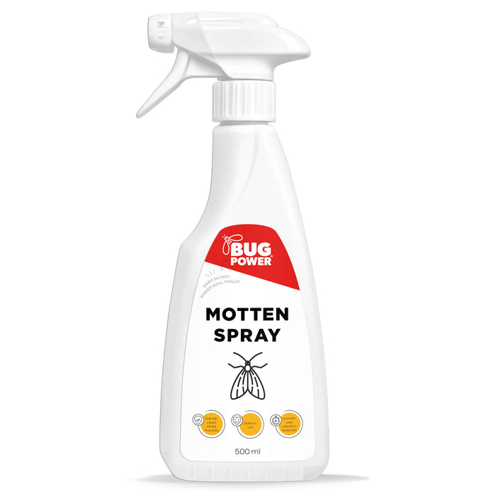 BugPower Motten Spray gegen Kleider- & Lebensmittelmotten - mit Knock-down-Effekt