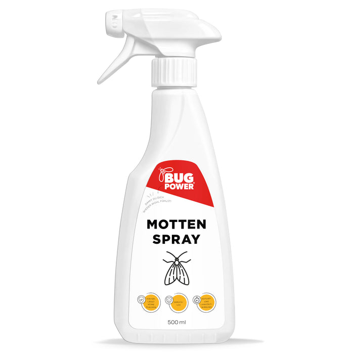 Spray anti-mites BugPower contre les mites des vêtements et des aliments - avec effet renversant