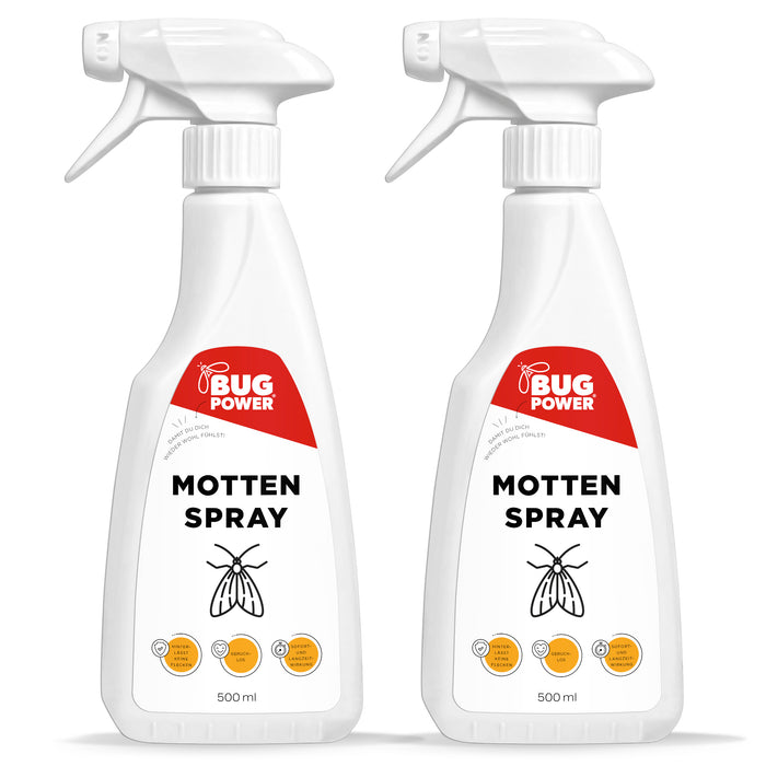 BugPower spray antitarme contro le tarme dei vestiti e del cibo 1 litro - azione rapida e protezione di lunga durata - con effetto abbattente