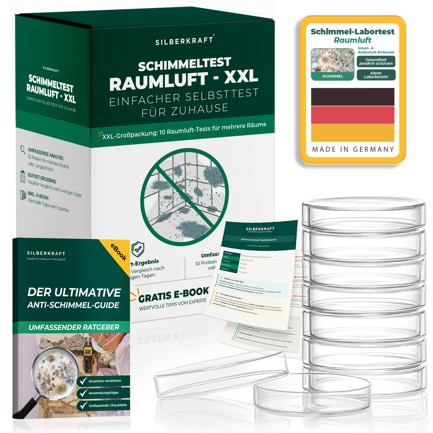 Schimmeltest Raumluft XXL – 10x Schimmel Selbsttest für Zuhause