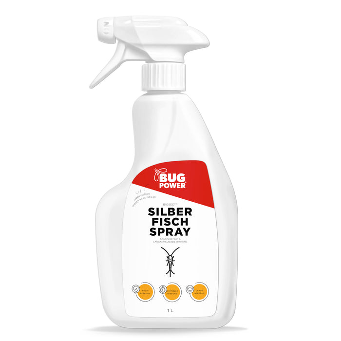 BugPower Silberfisch Spray gegen Papierfische & Silberfische - mit Knock-down-Effekt