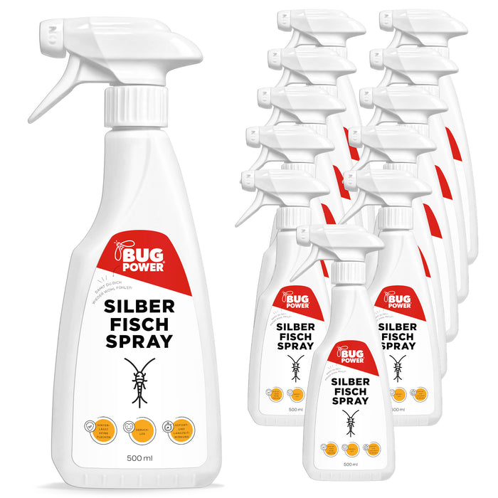 BugPower Silverfish Spray contro pesci carta e pesciolini d'argento - con effetto abbattente
