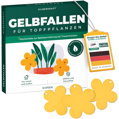 Gelbfalle Gelbtafeln Gelbsticker 12 Stück gegen Fruchtfliegen, Trauermücken, uvm.